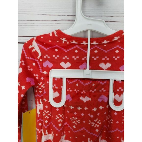 Cat and Jack Red Reindeer Hearts 2 Piece Pajama Sleepwear Size 4 - Picture 3 of 9